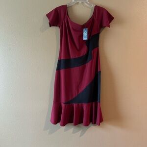 Sassy Red Sheath Mini Dress with Flutter Sleeves and Scoop Neck